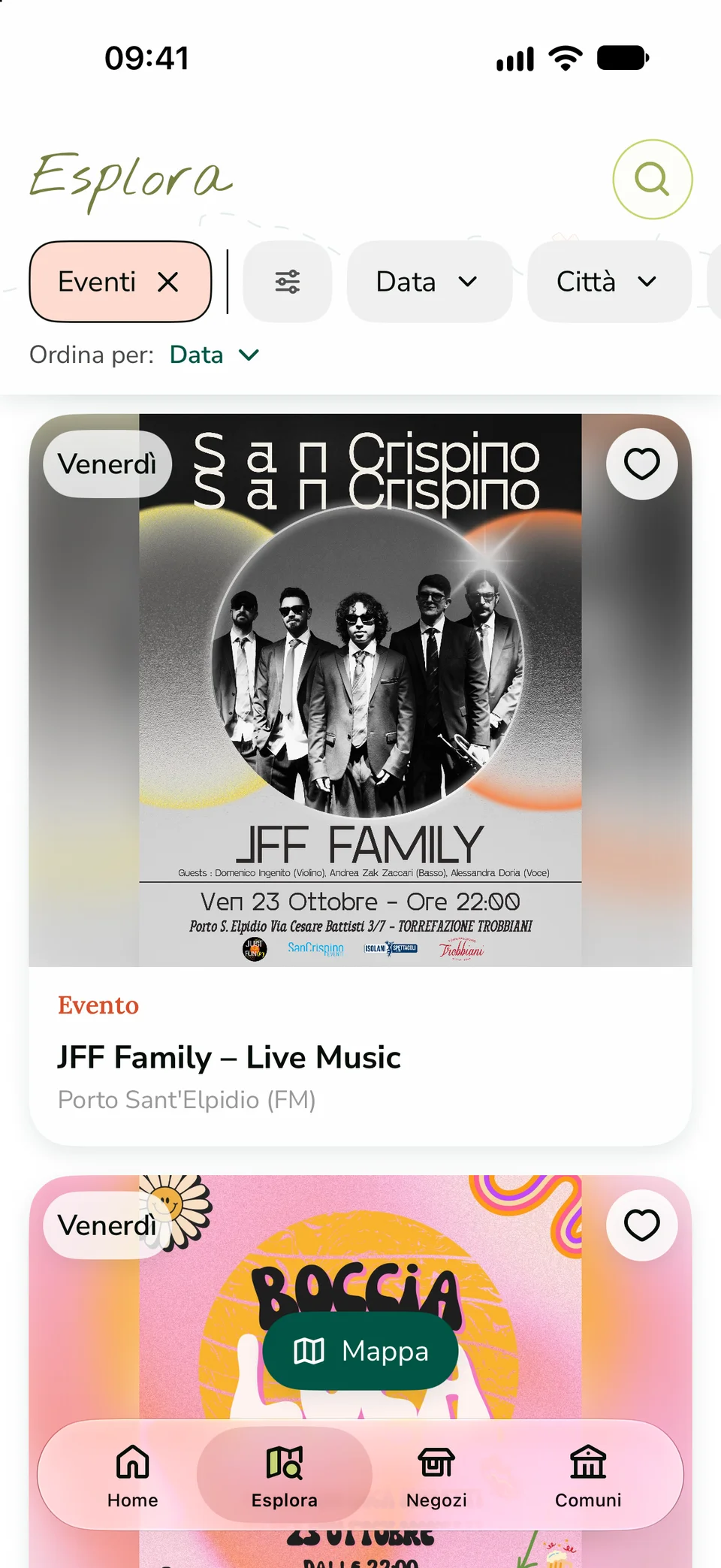 L’elenco degli eventi