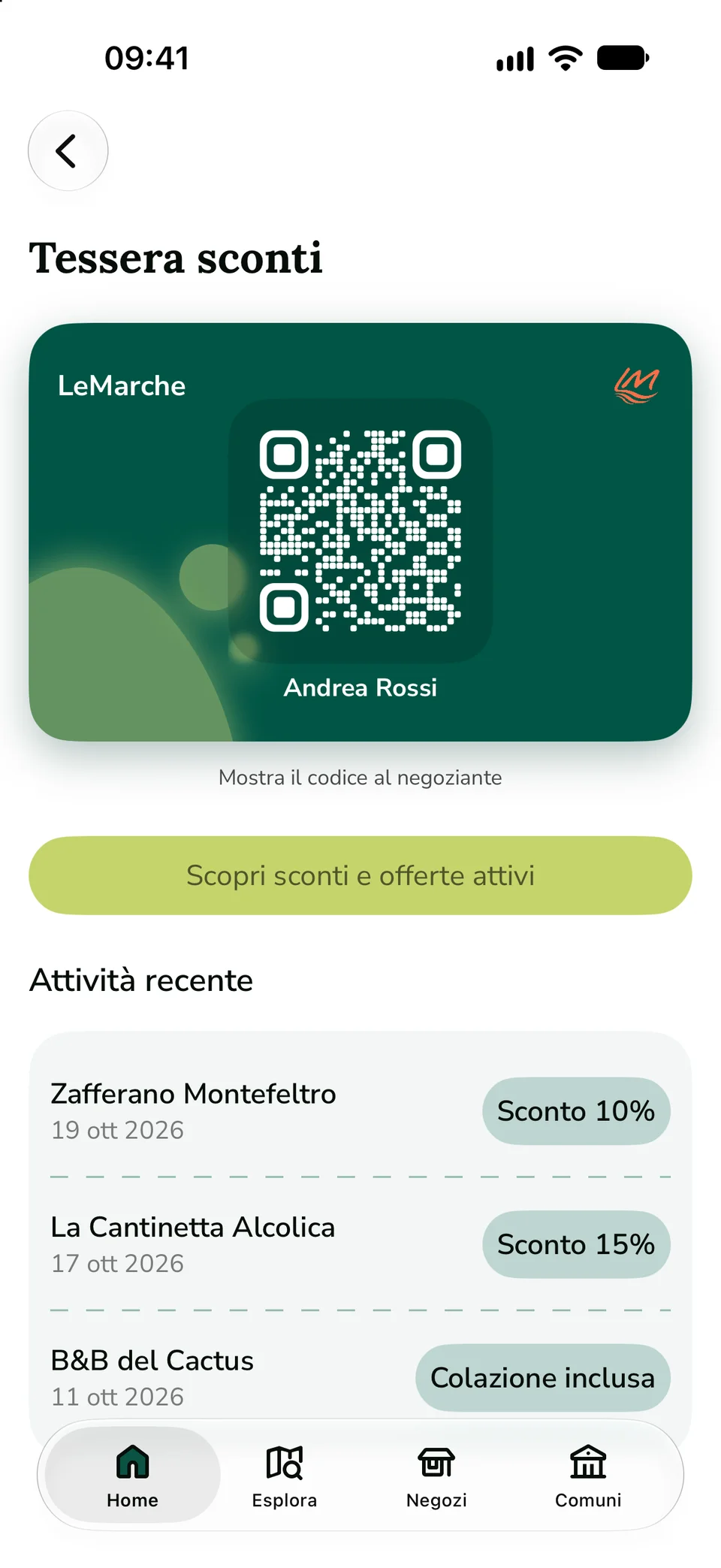 La tessera sconti nell’app LeMarche