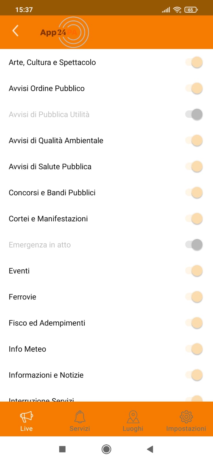 Schermata del progetto