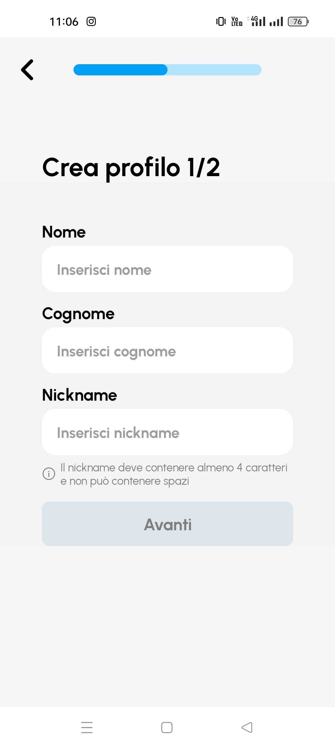 Schermata del progetto
