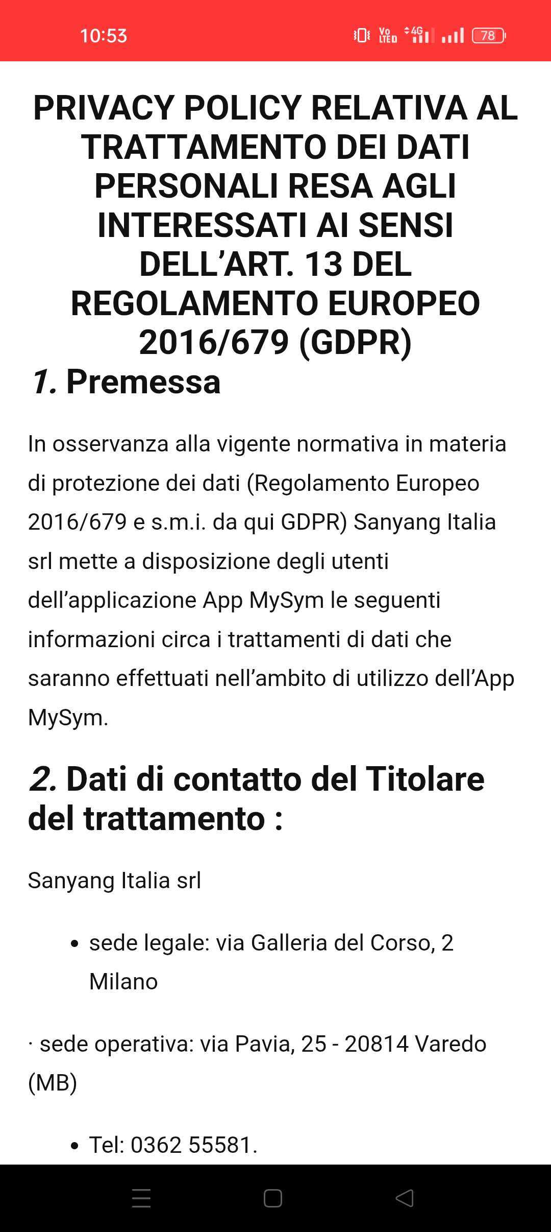 Schermata del progetto
