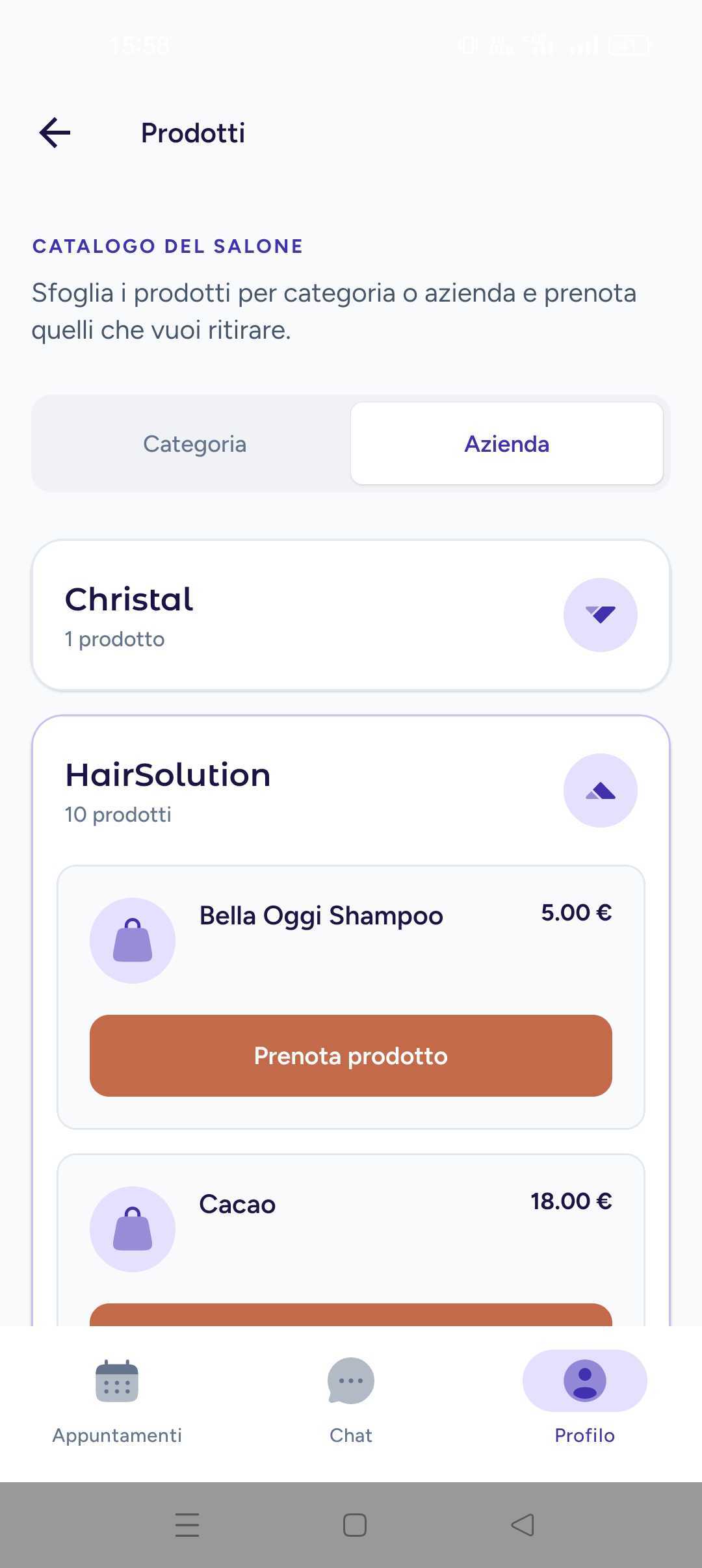 Schermata del progetto