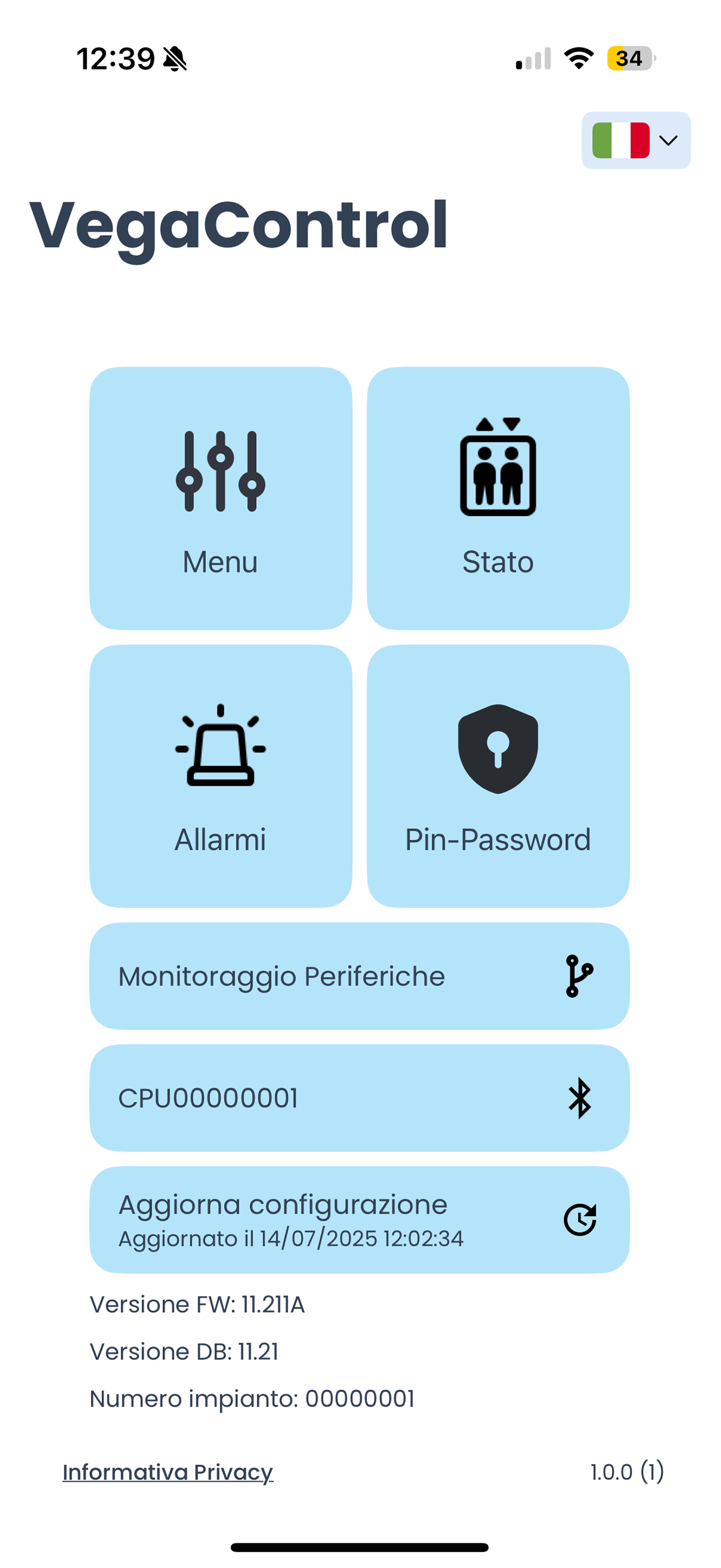 Schermata del progetto